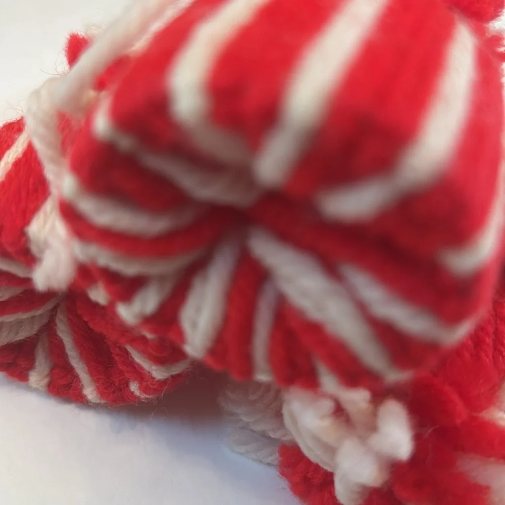 Handmade Yarn ornaments Vintage 80s Red and White Christmas Ornaments Craft Fair